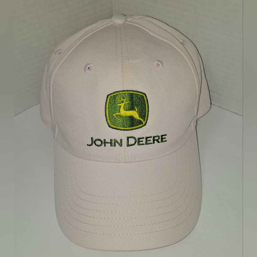 John Deere Light Pink Cap with Green Logo